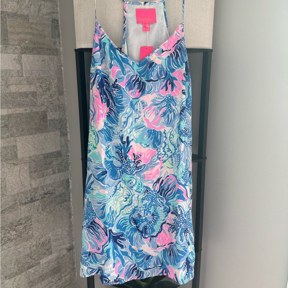 Lilly Pulitzer dusk silk dress salt water blue large